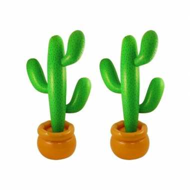 2x stuks opblaasbare cactus 87 cm feestartikelen