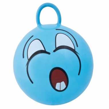 Blauwe skippybal met gezicht 45cm