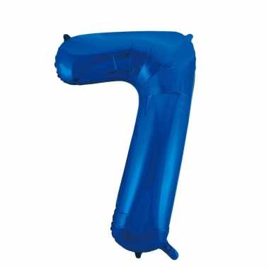 Cijfer 7 folie ballon blauw van 86 cm