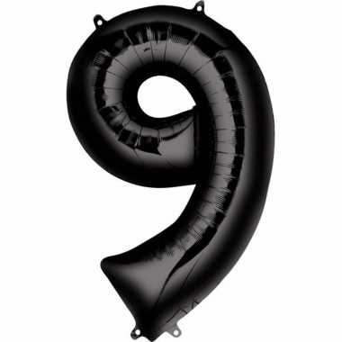 Folie ballon cijfer 9 zwart
