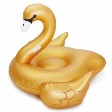 Gouden opblaasbare zwaan dieren luchtbed 122 cm