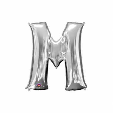 Letter m ballon zilver 86 cm