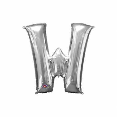 Letter w ballon zilver 86 cm
