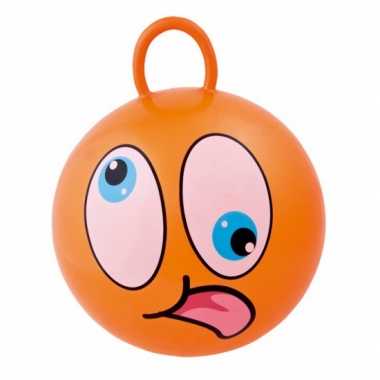 Oranje skippybal met gezicht 45cm
