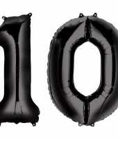 10 jaar zwarte folie ballonnen 88 cm leeftijd cijfer