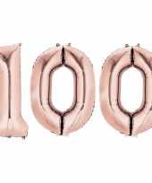 100 jaar rose gouden folie ballonnen 88 cm leeftijd cijfer