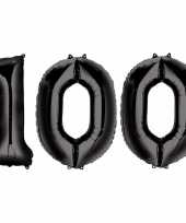 100 jaar zwarte folie ballonnen 88 cm leeftijd cijfer