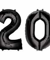 20 jaar zwarte folie ballonnen 88 cm leeftijd cijfer