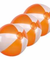 20x opblaasbare strandballen oranje wit 28 cm speelgoed