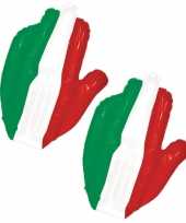 4x stuks opblaasbare supporters hand van vlag italie 50 cm