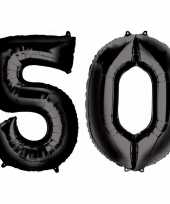 50 jaar zwarte folie ballonnen 88 cm leeftijd cijfer