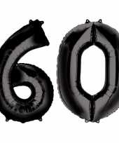 60 jaar zwarte folie ballonnen 88 cm leeftijd cijfer