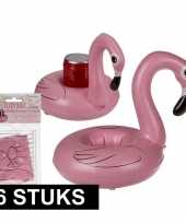 6x opblaasbare drankhouders flamingo 22 cm