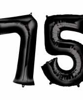 75 jaar zwarte folie ballonnen 88 cm leeftijd cijfer