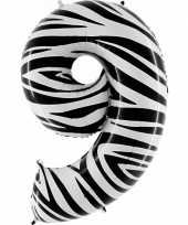 Cijfer 9 ballon zebra
