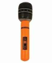 Neon oranje opblaasbare microfoon 40 cm