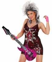 Opblaasbare gitaar roze zebra 105 cm