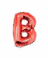 Rode opblaas letter ballon b op stokje 41 cm