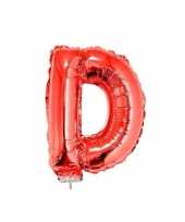 Rode opblaas letter ballon d op stokje 41 cm