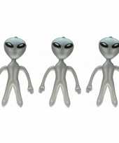 Set van 5x stuks opblaasbare aliens grijs 64 cm
